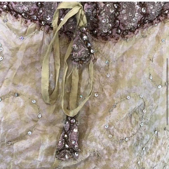 Gypsy Water Color silk Embellished Midi Skirt large women’s - Picture 5 of 8